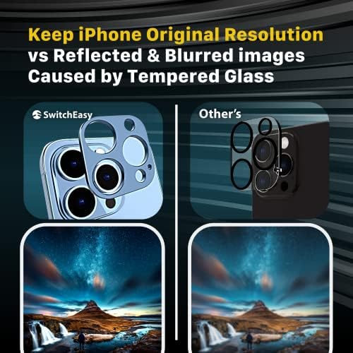 SwitchEasy iPhone 13 Câmera Lente Protetor - Liga de alumínio de nível de aeronave 6.1 iPhone 13 Pro Camera Lens Protector & 6.7 iPhone 13 Pro Max Camera Lens Protector