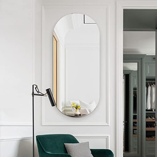 Espelho de banheiro sem moldura de Koonmi 16 x40, espelho de vaidade da parede oval para quartos, entradas e salas de estar,