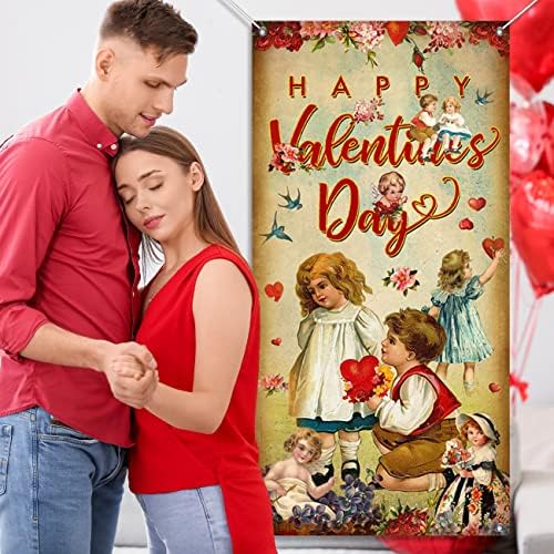 Decorações do Dia dos Namorados Feliz Decorações dos Namorados Tampa da porta do dia dos namorados Banner de penduramento