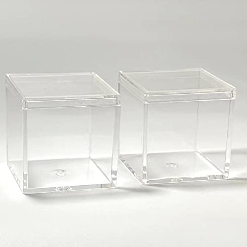 MulianBox 2 Pack Caixa de acrílico 3.3x3.3x3.3 polegadas pequenas caixas plásticas transparentes com tampas para armazenamento