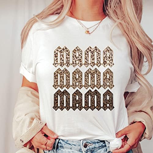 Mãe Casual Mãe Casual Impressão Mama Camista Camisa de Manga Curta Camisa de Crewneck Blusa LOUPA DIÁRIO TOPS DIÁRIO