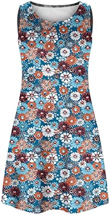 Vestido de verão para mulheres 2023 praia camiseta floral vestido de verão casual sem mangas boêmios vestido de tanque com bolsos de telefone