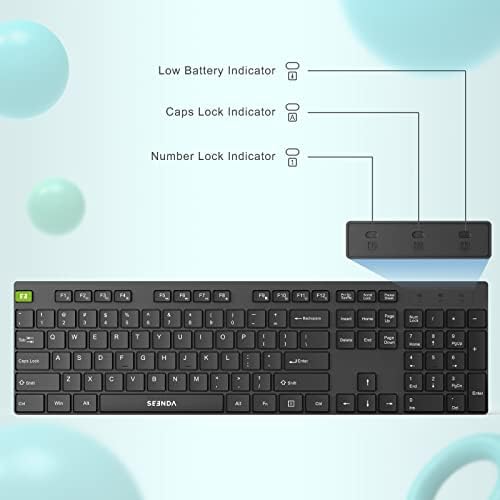 Conjunto de teclado e mouse sem fio, teclado USB de 2,4 GHz e layout de tamanho completo dos EUA, com bloco de números, para Windows