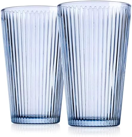 Lar para a mesa Conjunto de copos de bebida modernos, copos de 12 contagens azuis, inclui 12 copos mais frios Conjunto de copos