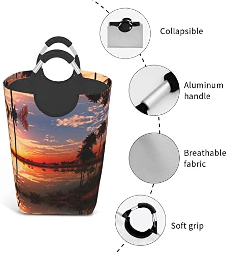 Sunset HD Impresso a cesta de roupas de roupas sujas com alças colapsíveis para roupas sujas cestas para lavar bolsas