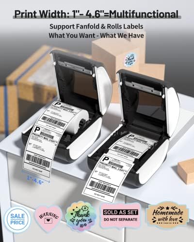 Impressora de etiqueta de remessa de phomemo impressora térmica Bluetooth com 100 PCs White 4x6 térmica rolo de etiqueta