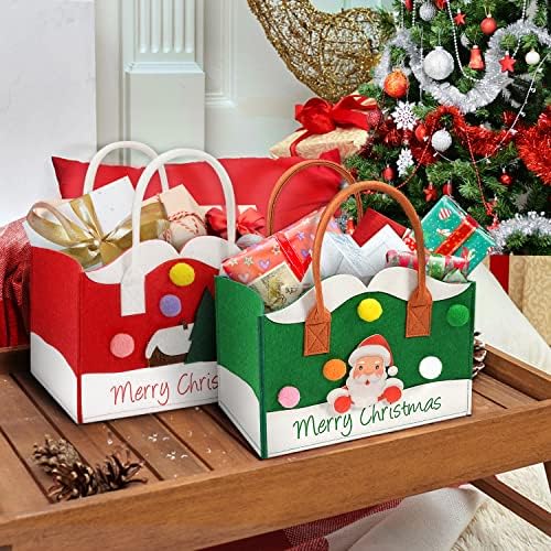 Bolsa de presente de Natal de Mohngie, sacolas de Natal FELTA com alças, 2 PCs Reutilable Christmas Presente Sacos de