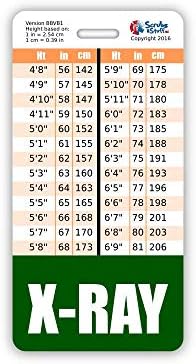 Bomilhão de crachá-raios-X Vertical com gráficos de conversão de altura e peso