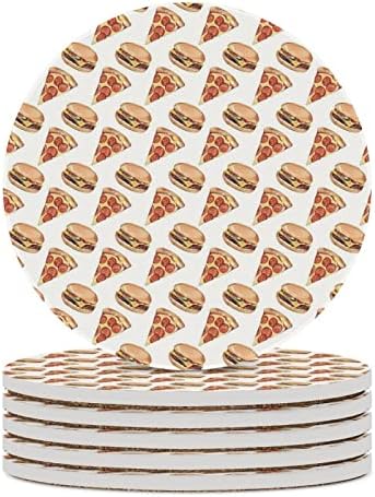 Coastas -russas de cerâmica redonda de hambúrguer de pizza para bebidas absorventes portadores de xícara para a cozinha