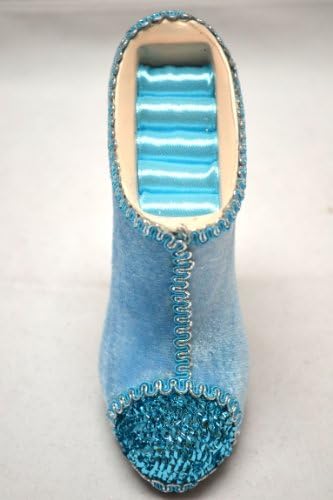 Blue Two Tone Velvet High Heel Torthle Bootie Ring Suports