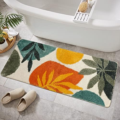 Ranta de corredor de banheiro difícil de banheiro colorido colorido folhas de banho comprido tapete de banho não