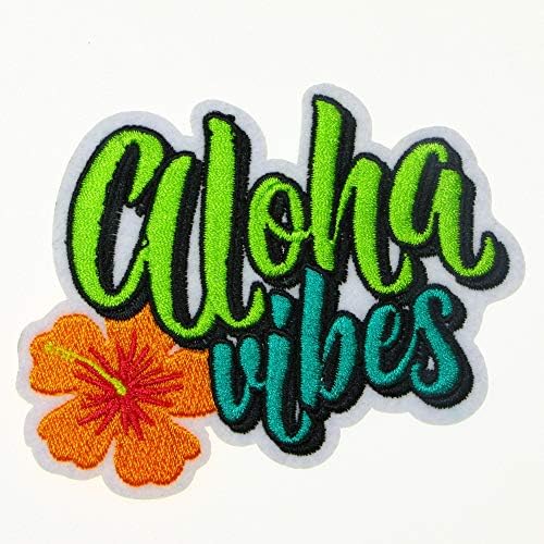 JPT - Aloha Vibes With Flower Beach Sea Travel Summer Bordado Apliques de ferro/costurar em patches Citão de logotipo fofo no colete