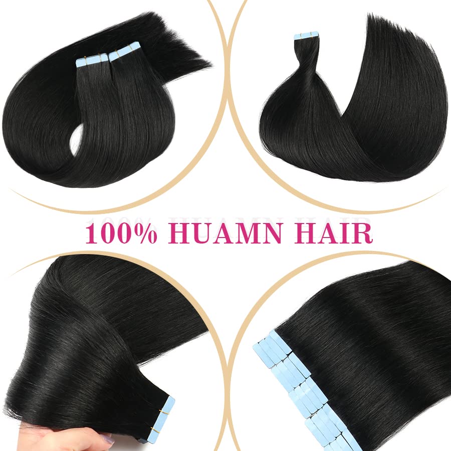 Fita de fita em extensões de cabelo Human Hair 20Pieces 40g de 4 polegadas de trama dupla Extensões reais de cabelo