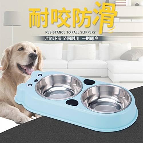 Pet Cartoon Dog Dog Food Bowl Bear aço inoxidável tigela dupla