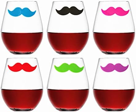 Etiquetas de cabilock 6 PCs Silicone Wine Glass Charms Marcadores Drink Marcadores de bigode molda Tags de vidro de vinho