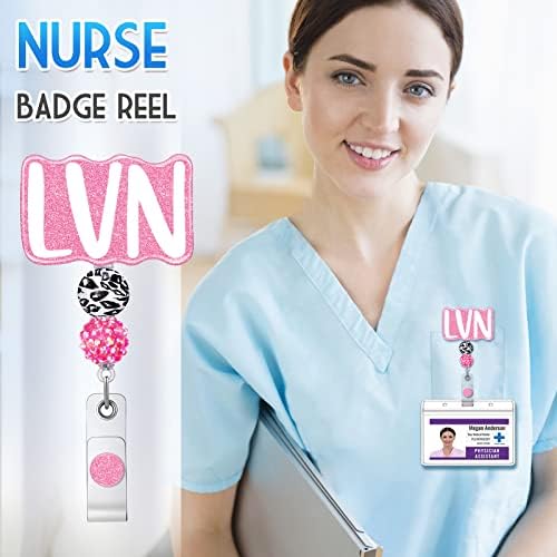 Plifal LVN Badge Reel titular retrátil com clipe de identificação para enfermagem Nome de enfermagem Tag Cart