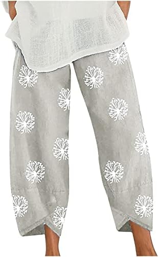 Calça de linho de algodão feminina de chgbmok harém sorra de moletom capris calças de salão de ioga soltas com bolsos