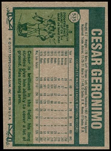 1977 Topps 535 Cesar Geronimo Cincinnati Reds VG/Ex Reds