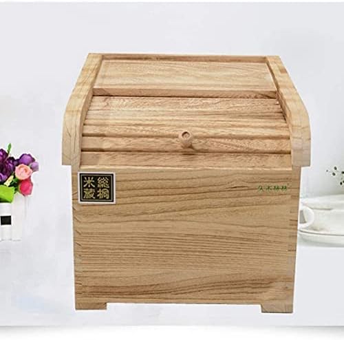 Recipientes de armazenamento de cereais kekeyang Caixa de armazenamento de arroz com tampa, contêiner de caixa de armazenamento de arroz de 5 kg com copo de copo de copo de madeira, armazenamento de cozinha e organização caixa de armazenamento de arroz