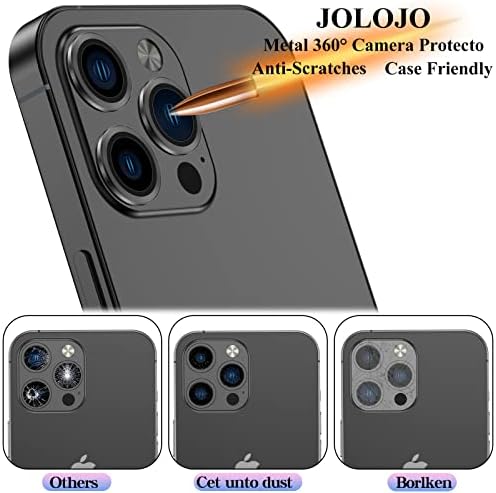 Jolojo [3+1] Lente de câmera Pacote Protetor compatível para iPhone 14 Pro/14 Pro Max, Tampa de anel de vidro temperado/quebra