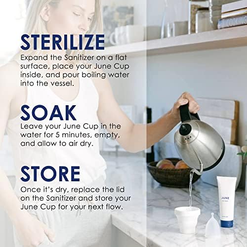June Co Compact Cleaner - Contêiner de silicone dobrável para limpar, molho e armazenar seu copo menstrual - acessório