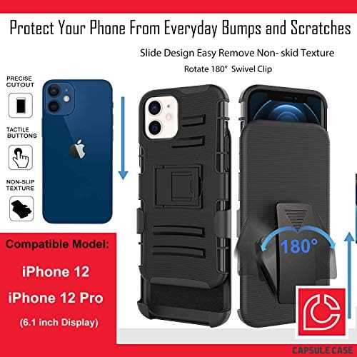 Ohiya Case Compatível com o iPhone 12 [Proteção militar Proteção à prova de choque para o coldre de kickstand protetora