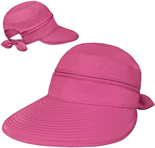 Sun Cube Women Sun Hat UPF 50+, zíper fora do chapéu de sol, Viseira de chapéu, Ponytail Sun Protection Hat Golf Beach Packable Packable
