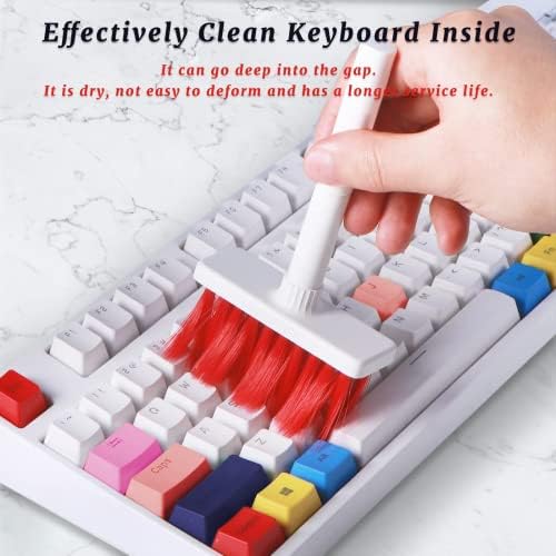 Limpador de teclado 5 em 1 Limpeza multifuncional Kit de limpador de ar Airpod de escova macia, limpador de computador/laptop com puxador