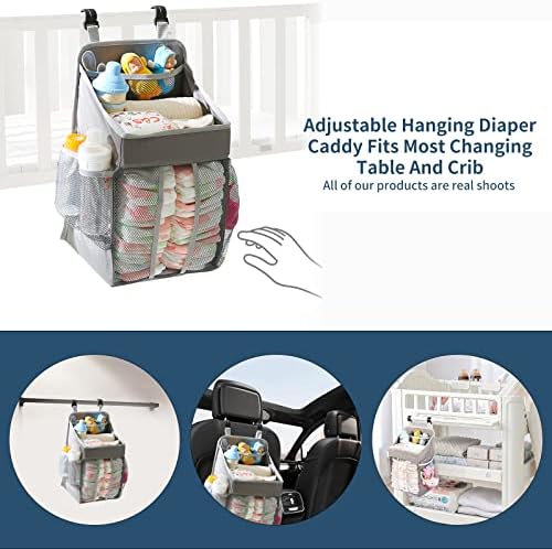 Trendplay pendurou fraldas caddy, pilha de organizações de fraldas portáteis, armazenamento de berçário para fraldas Wipes Baby Essentials Storage, para trocar a mesa, berço, carrinho de bebê - Presentes do chá de bebê
