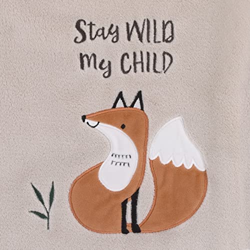 Little Love by Nojo Woodland Meadow Taupe e Tan, Fox Stay Wild My Child Super Soft Applique Baby Clanta