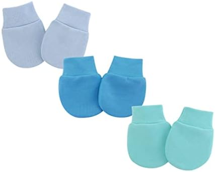 Fasund 3 pares recém -nascidos Baby Cotton Mittens cor sólida sem arranhões luvas infantis para crianças para meninos meninas