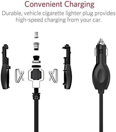 Carreira USB Carreira Fast 86W 9A Charge Quick 3.0 e USB-C Adaptador de carregador de carros PD com identificação inteligente para telefones celulares e 12,1ft / 3,7m 12V 24V 12WG Cigarro pesado, cabo mais leve