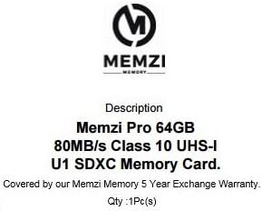 MEMZI PRO 64GB CLASS 10 80MB/S SDXC Memory para Panasonic HC-WXF991, HC-WXF991K, HC-WXF990, HC-WXF990M, HC-WX979, HC-WX970, HC-WX970M