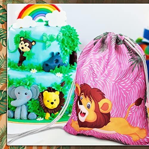 Spiareal 24 Pack Jungle Animal Party Favor Goodie Bags Safari Gift Candy Treat Bags Safari Gift Bags Safari Goodie Bags