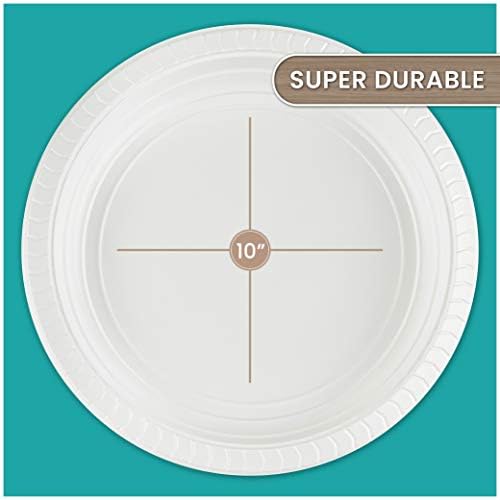 Placas de plástico redondos de plástico Plates Microondas, descartáveis, brancas, utensílios de jantar