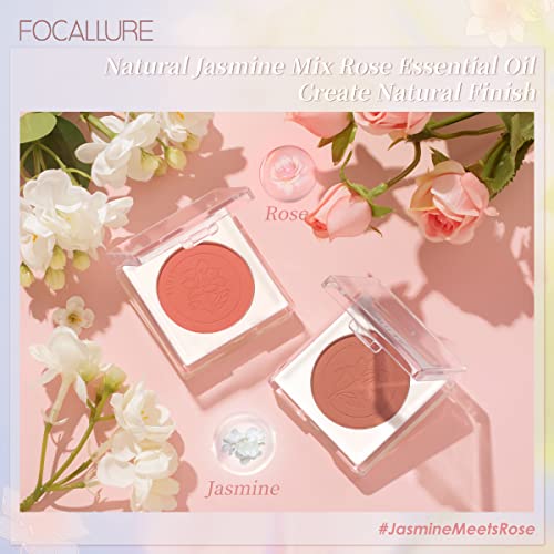 Paleta de pó de focallete blush, pó mineral fosco, maquiagem brilhante de rubor brilhante, contorno e paleta de blush, altamente pigmentados, duradouros, à prova d'água, misturável, 102