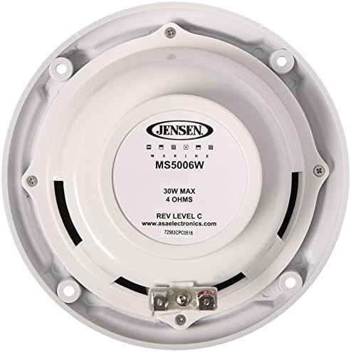 Jensen MS5006Wr Cone duplo Impermeável 5,25 Orador, branco, 30 watts MAX POWER MANIDADE, sensibilidade 86dB, resposta de frequência