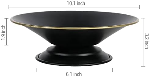 Mygift Black Metal Platter Com pé com aro de ouro, pedestal de pedestal art déco - artesanal na Índia