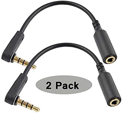 Seadream 2pack de 6 polegadas de 4 pólos de 3,5 mm ângulo reto masculino a 3,5 mm Cabo de extensão de fone de ouvido estéreo