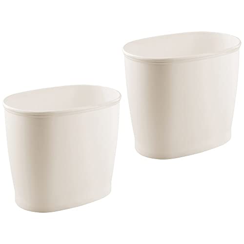 Mdesign Plastic Oval Pequeno 2,25 galões/8,5 litros Lixo pode cesta de resíduos, lixeira de lixo para banheiro, cozinha, escritório,