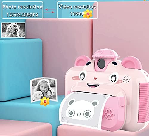 Câmera de impressão instantânea de brinquedos móveis para crianças com canetas coloridas- câmera selfie para crianças. Gravador