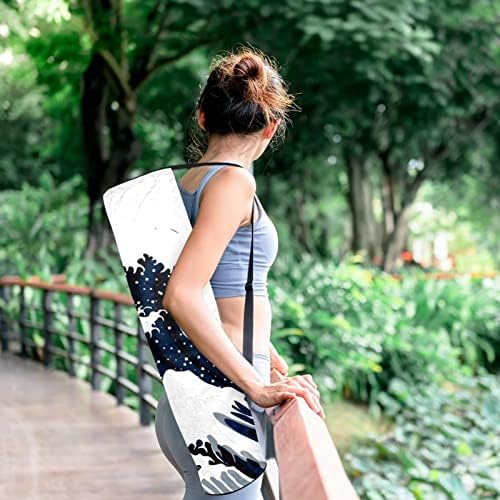 Ratgdn Yoga Mat Bag, koi japonês com ondas de ioga portador de ioga transportadora de ioga full-zip saco de transporte com alça ajustável para homens