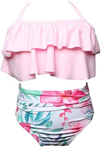 Bebê menina Terno de natação garotinha babados floral duas peças Prind Swimsuithwear Bikini Set