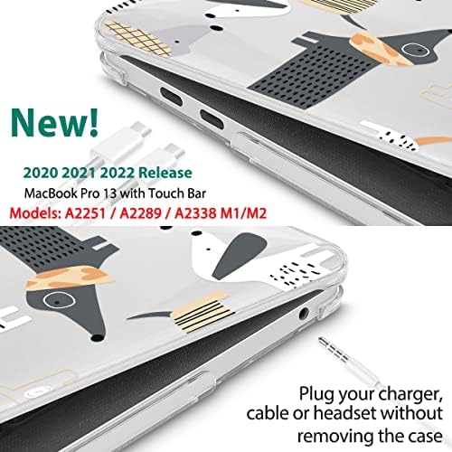 Que Chen Compatível com MacBook Pro 13 polegadas de 13 polegadas com a barra de toque 2022 2021 2020 Release A2338 M1/M2 A2251 A22289, Caixa de casca dura de plástico com capa de teclado + protetor de tela, cães fofos