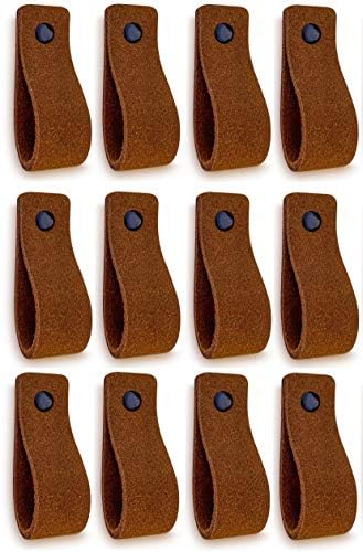 Força bruta - gaveta de couro puxadores - camurça - conhaque - 12 pcs - 6-1/2 x 1 ' - maçaneta de couro - puxadores de