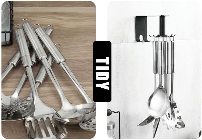 Ganchos rotativos de cozinha montados na parede para utensílios, rack de utensílios de cozinha preto 10 garra para colheres Pot