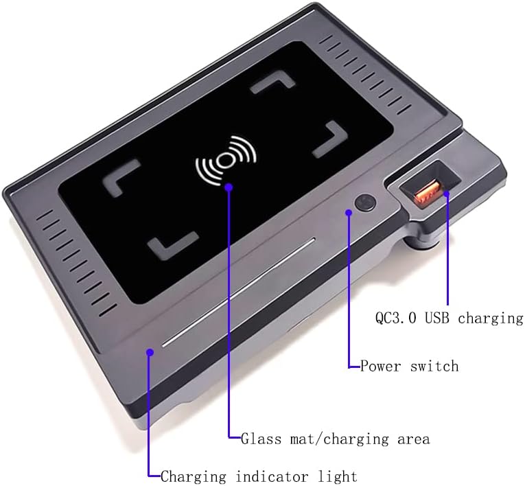 Carregador sem fio para Audi Q3 2019 2020 2021 2022 Atualizações de acessórios de interiores
