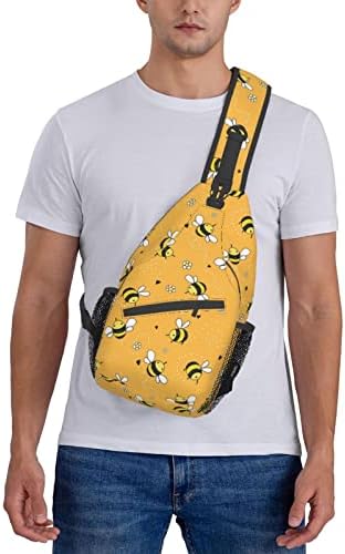 Saco de Sling de abelha amarela para homens homens Crossbody ombro mochila fofa de mel fofa com flores isoladas em bolsas