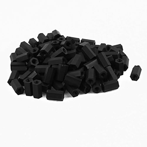 Aexit 100 PCs Spacers & Standoffs M3 x 10mm Nylon Black Hex Hex Hexagonal Threads Spacers Spacer Suporte