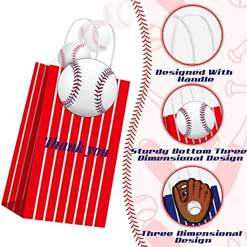 16 PCs Baseball Party Favor Sacos Bolsas de presente de beisebol Red e azul Baseball Bolsa de guloseimas com guloseimas com guloseimas